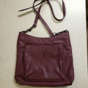 Simply Vera by Vera Wang Wine Red Maroon Faux Leather Signature Crossbody Purse